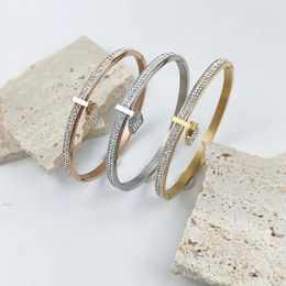 Bangle Stainless Steel Bracelet Women Charm Zircon Lock Shaped Cuff Bangles Women's Jewelry Fashion Hand Accessories Luxury Gifts