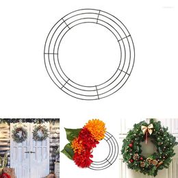 Decorative Flowers 40cm Metal Wreath Frame Green Wire Round Ring For Christmas Wedding Holidays Valentines Garden Home Party Decor