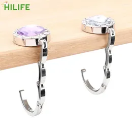 Hooks Round Shape Portable Desk Hanger For Hanging Purse Bag Hook Holder Table Crystal Alloy Foldable Hangbag