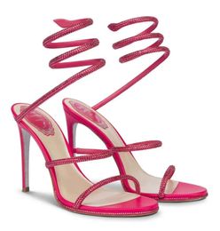 Summer Sexy Cleo Women Sandals Shoes Crystal Spiral Wraps Renescaovillas High Heel Lady Sandalias Elegant Brand Wedding,Party,Dress,Evening EU35-43 #08999