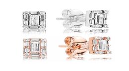 New arrival 925 Sterling Silver Luminous Ice Stud Earrings Original Box for P 18K Rose gold CZ Diamond Earring for Women9790889