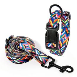 Bohemia Style Dog Collar and Leash Set for Small Medium Large Dogs Adjustable Puppy Cat Walking Collars Pet Supplies Accessories 240428