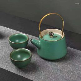 Teaware Sets Stoare Retro Hand-Style Literary Ceramic Teapot Kungfu Tea Set Japanese Creative Red Household Goods Gifts