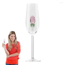 Wine Glasses 220ml Crystal Goblet Champagne With Rose Inside Cocktail Glass Creative Shaped Cup For Party