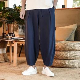 Men's Pants 2024 Cotton And Linen Male Summer Pure Color Mens Trousers Loose Baggy Streetwear Plus Size