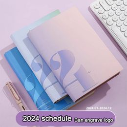 (Can Engrave Logo) 2024 Work Planner Student Self-disciplined Study Plan Daily Memo Notebook Business Notepad
