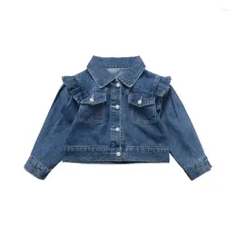 Jackets 2024 Spring Autumn Denim Jacket For Girls Fashion Coats Children Clothing Baby Clothes Outerwear Pearl Button Jean
