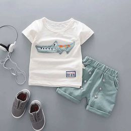 Kleidung Sets Cartoon Baumwollsommer Kleidung Set Neugeborene Baby Mode Jacke Set T-Shirt+Hosen Set Baby-Jungen Kleidung 2405