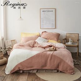 Bedding Sets REGINA Brand Cozy Home Pink Set Top Quality Nordic Milk Cashmere Knit Pillowcase Sheet Duvet Cover Sweet Women Bed