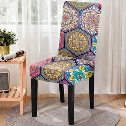 Chair Covers Mandala Printing All-Inclusive Dust-proof Dining Spandex Geometric Series Household Office Seat Protector