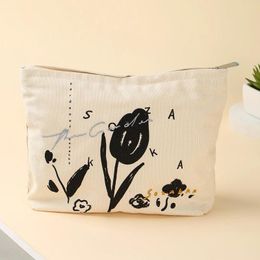 Cosmetic Bags Large Capacity Portable Tulip Print Pattern Makeup Bag Clutch Organizer Travel Wash Toiletries Storage Pouch