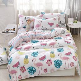 Bedding Sets 4pcs Flamingo Girl Boy Kid Bed Cover Set Duvet Adult Child Sheets And Pillowcases Comforter