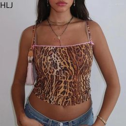 Women's Tanks HLJ Sexy Y2K Sweet Leopard Printing Suspender Tops Women Thin Strap Sleeveless Slim Vest Summer Female Streetwear Tank Top