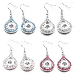 Dangle Earrings 12Pairs Water Drop Metal Crystal 12mm Snap Button For Women Snaps Jewellery