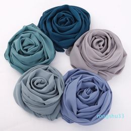 Scarves Ramadan Chiffon Hijab Scarf Solid Colour Muslim Fashion Shawl Headscarves For Women Islam HeadWraps Ladies