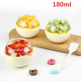 Disposable Cups Straws 50pcs High Quality Transparent PET Thickening Plastic Small 180ml Wine Glass Party Favour Ice Cream Dessert Pudding