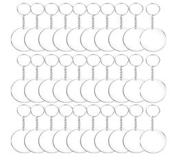 Keychains 487296pcs Acrylic Transparent Circle Discs Set Key Chains Clear Round Keychain Blanks For DIY Transparent9311777