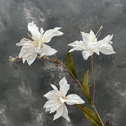 Decorative Flowers Simulation Imitation 3-headed Little Lily Artificial Orchid Flower Arrangement Decoration