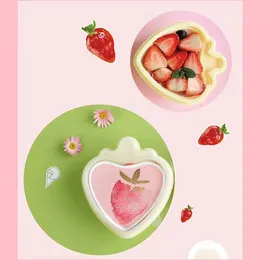 Disposable Cups Straws 25pcs Net Red Baking Package Mango Banana Strawberry Mousse Cake Favor Pastry Pudding Ice Cream Dessert Cup With Lid