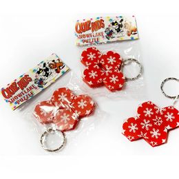 Party Favor 6 Pc Snowflake Puzzle Block Pendant With Key Chain Girl Kids School Bag Favors Gift Novelty Birthday Prize