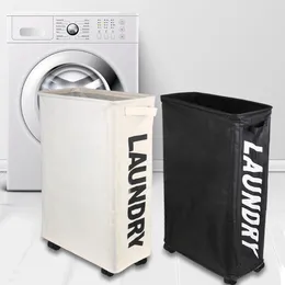 Laundry Bags Oxford Cloth Dirty Basket Foldable Waterproof Clothes Children Toy Organiser Rolling Wheels Hamper Home Storage