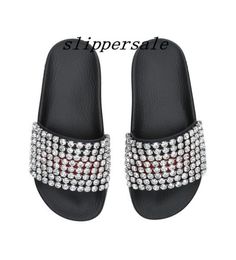 new arrival 2018 mens and womens fashion Crystalembellished slides sandals slippers with blue web size euro 35457337060