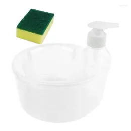 Liquid Soap Dispenser 4PCS 2-In-1 Sink Dish Washing With Sponge Holder Organiser