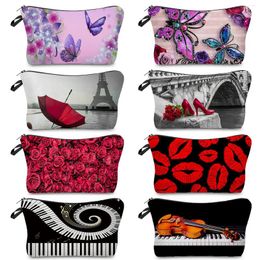 Storage Bags Nice Waterproof Cosmetic Bag Fashion Women Makeup Butterfly Organiser Toiletry Home Kitchen Bedroom