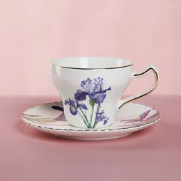 Mugs Nordic Ceramic Mug Living Room Flower Pattern Cup And Saucer Set Restaurant Desktop Afternoon Tea Coffee Cups Home Decoration
