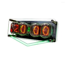 Table Clocks 4-bit Glow Tube Clock RGB Digital LED Glows Tubes For Home Desktop Decoration Luxury Box Packing Gift Idea