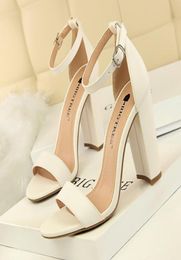 2020 Summer Plus Size 3443 Woman 95cm High Heels Sandals Classic Block Platform Pumps Lady Chunky Burgundy Yellow Nude Shoes2135970