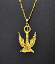 Hip Hop Mens Gold Eagle Pendant Necklace Men Jewellery Fashion Designer Cuban Link Chain Punk Necklaces For Women Gift1120354