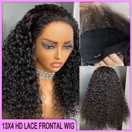 Grade 12A Malaysian Peruvian Indian Brazilian Jerry Curly 13x4 HD Lace Frontal Wig 18 Inch 100% Raw Virgin Thick Human Hair