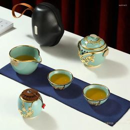 Teaware Sets Infuser Semi Automatic Tea Set Ceremony Luxury Vintage Travel Portable Mates Para Yerba Wedding MZY