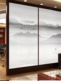Window Stickers Glass Sticker Frosted Light Transparent Opaque Peep-proof Bathroom Glue-free Shading Landscape Painting Sliding Door Film