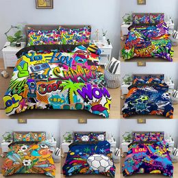 Bedding Sets Color Painting Abstract Football Cartoon Game Christmas Duvet Cover Beds Set King Bed Linen Euro Size