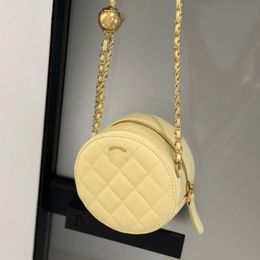 10A Fashion Zipper Round Clutch Women Makeup Bag Adjustable Vintage Cake Coin Mini Luxury Pochette Crossbody Chain Gold Handbag Vintage Abtm