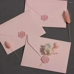 Gift Wrap Romantic Pink Envelope Set Fire Paint Prints Wax Seals Fresh Decoration Paper Postcard Blessing Thank