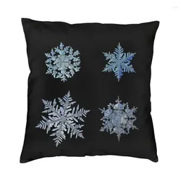 Pillow Merry Christmas Snowflake Case Decorative Four Snow Flakes On Black Background Nordic Cover Square Pillowcase
