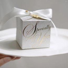 Gift Wrap 5Pcs Champagne Gold Candy Box Glitter Wedding Packing Boxes Christmas Birthday Party Banquet Souvenir For Guests