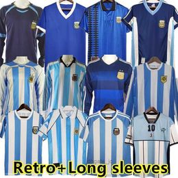 Soccer Jerseys 1978 1986 1996 94 98 Argentina Retro jersey Maradona 2001 06 10 14 15 Kempes Batistuta Riquelme HIGUAIN KUN AGUERO CANIGGIA AIMAR Football Shirts long