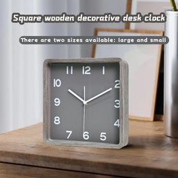 Table Clocks 1pc Rustic Wooden Square Desk Clock Modern Simple Solid Wood Home Decor 9in/7.48in Wall Mountable & Tabletop Display Timepiece