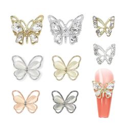 100Pcs 3D Nail Rhinestones Butterfly Charms Crystal Zircon Art Decorations Diamond Luxury Parts Accessories 240426