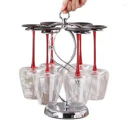 Kitchen Storage Freestanding Wine Glass Rack Metal Holder With 6 Hooks Drying Elegant Display For