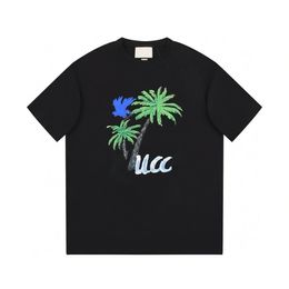 2024 Designer Summer Coconut Tree Letter Print Crew Neck T Shirt Short Sleeve Tee Italy Hawaii Cotton