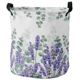 Laundry Bags Eucalyptus Leaves Lavender Flower Plant Foldable Basket Large Capacity Waterproof Storage Organiser Kid Toy Bag