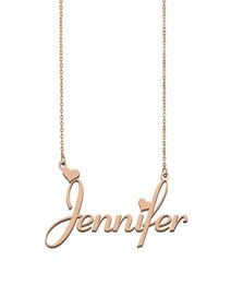 Jennifer name necklaces pendant Custom Personalised for women girls children friends Mothers Gifts 18k gold plated Stainless 2924774