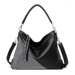 Evening Bags Full Diamond Patchwork Hobo Elegant Ladies Tote Hand Women Shoulder Large Handbag Working Shopping Leather Black Purse