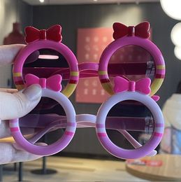 Children's Round Bow Sunglasses for Kids Girls New Korean Style Baby Cute INS Eyeglasses Fashion Photography Glasses