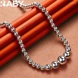 Pendants URBABY 925 Sterling Silver Gradient Size 6 8 10 12mm Beads Necklace For Women Men Bead Chain Necklaces Wedding Party Jewelry